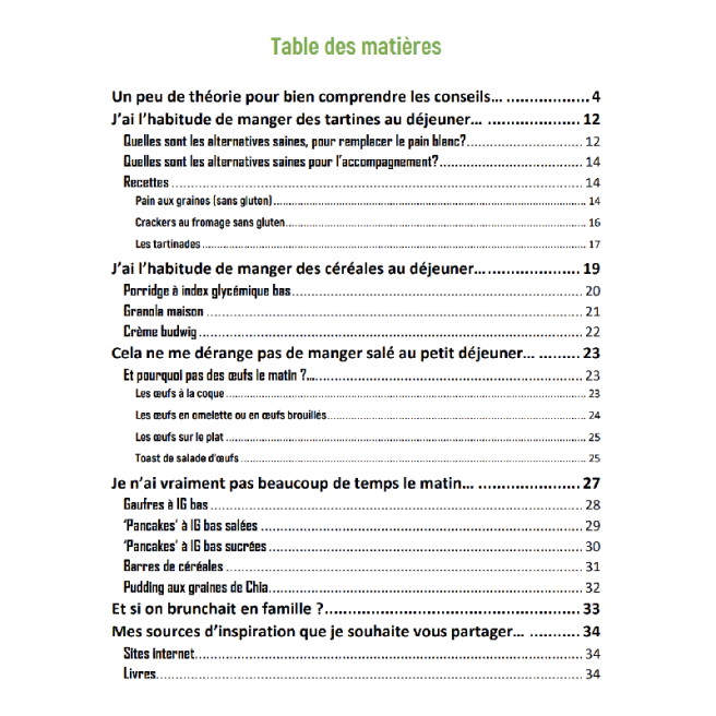 E book "Les petits déjeuners sains"